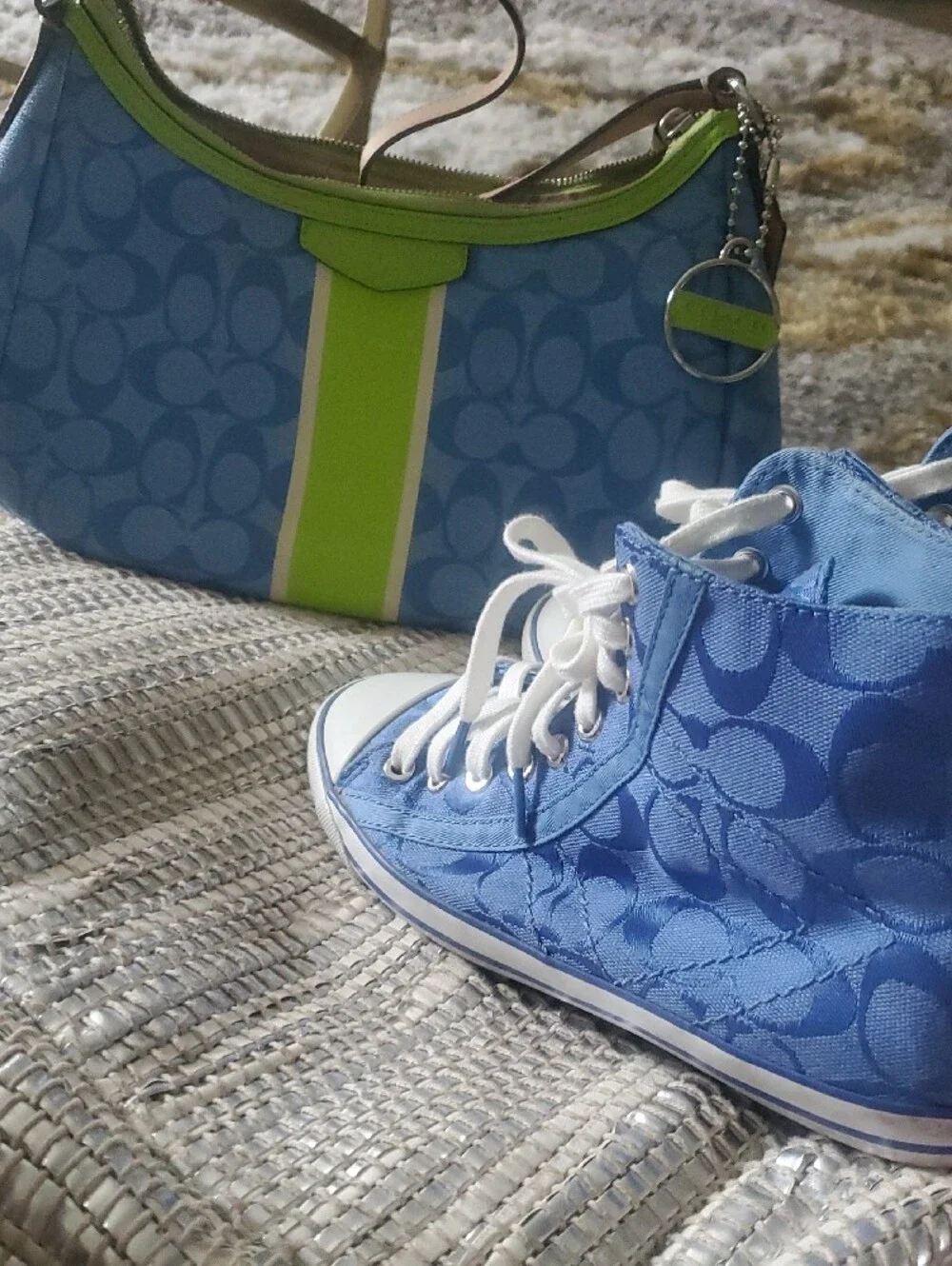 Coach Blue High-Top Sneakers with White Accents